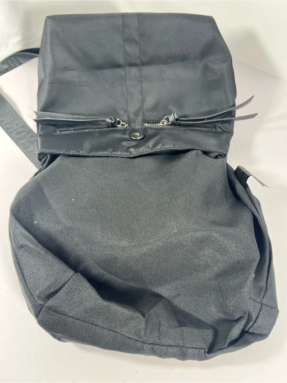 4045: NWT Botkier Black Nylon Leather Foldover Backpack